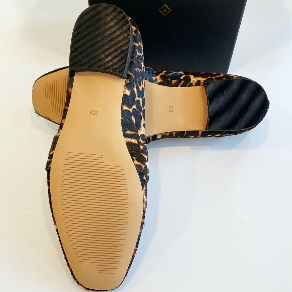 Halogen Lucy Genuine Calf Hair Loafer Chocolate Leopard 6M New in Box